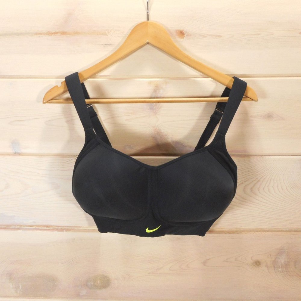NIKE Size 36E Pro Rival High Support Padded Sports Bra Black 620271-011